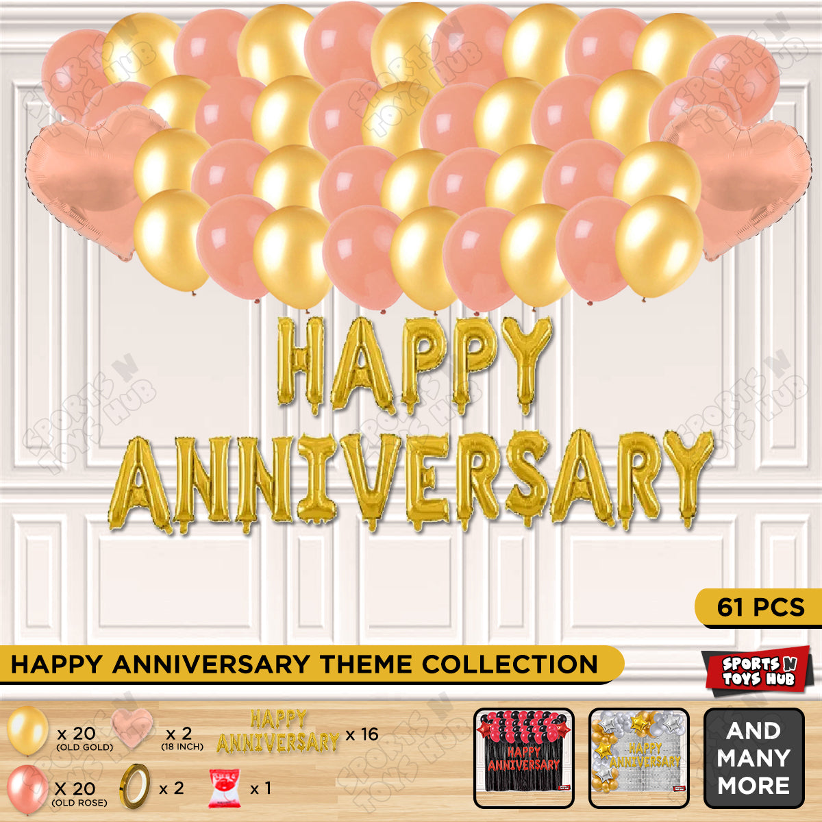 Happy Anniversary Gold Foil Letter Garland Theme Collection
