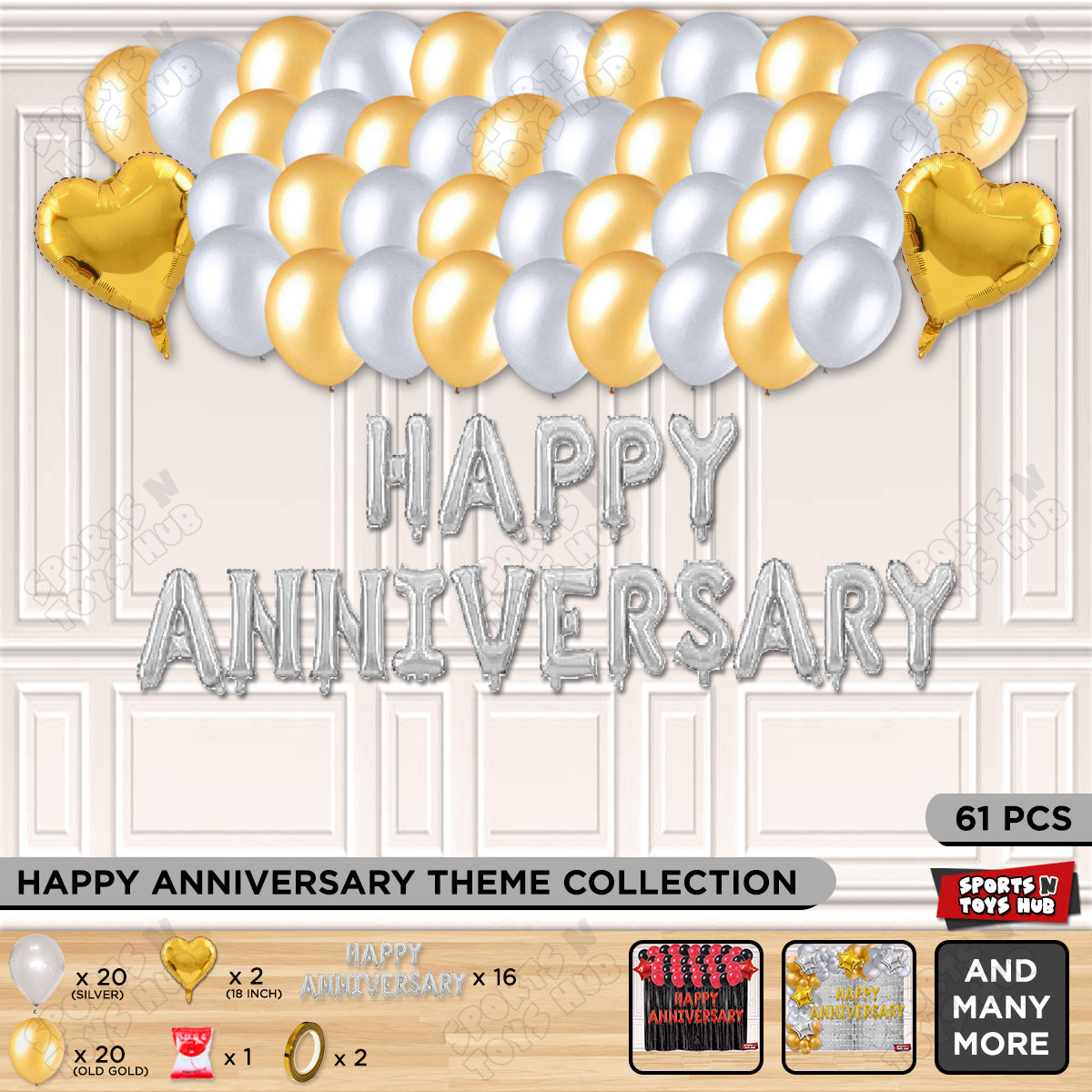 Happy Anniversary Silver Foil Letter Garland Theme Collection