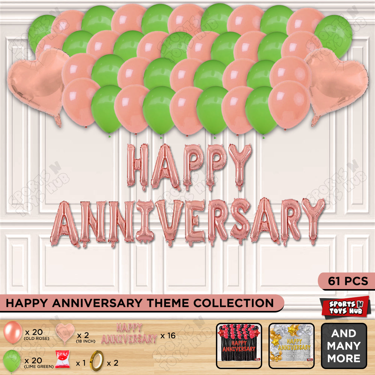Happy Anniversary Rose Gold Vintage Foil Letter Garland Theme Collection