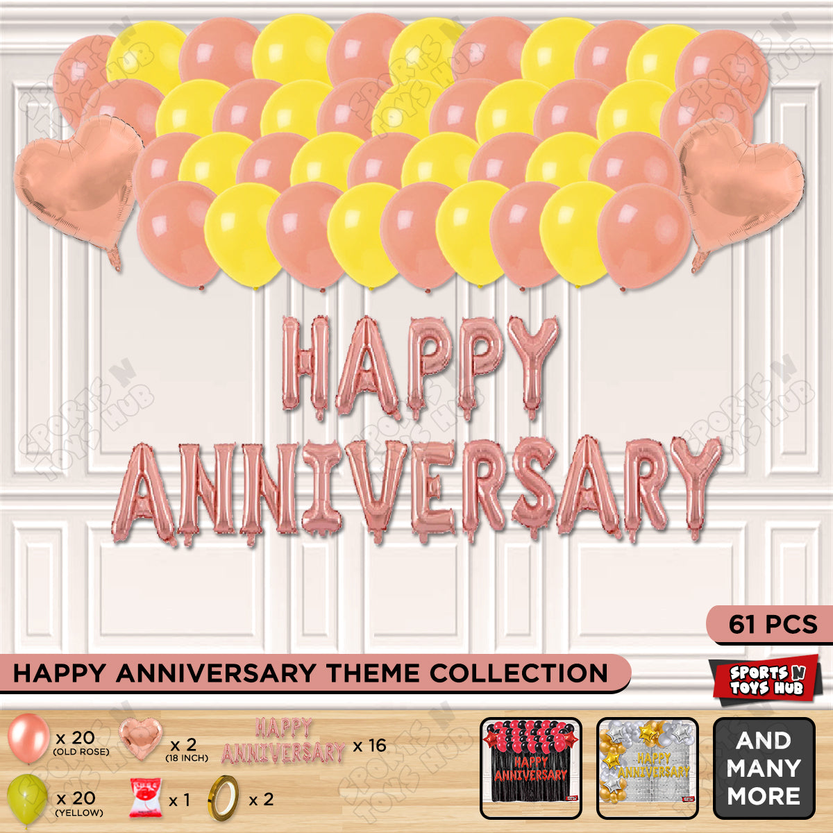 Happy Anniversary Rose Gold Vintage Foil Letter Garland Theme Collection