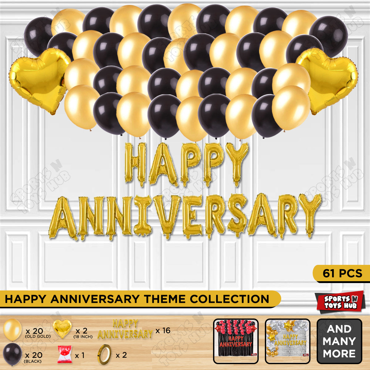 Happy Anniversary Gold Foil Letter Garland Theme Collection