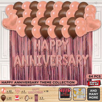 Happy Anniversary Rose Gold Vintage Foil Letter Curtain Theme Collection