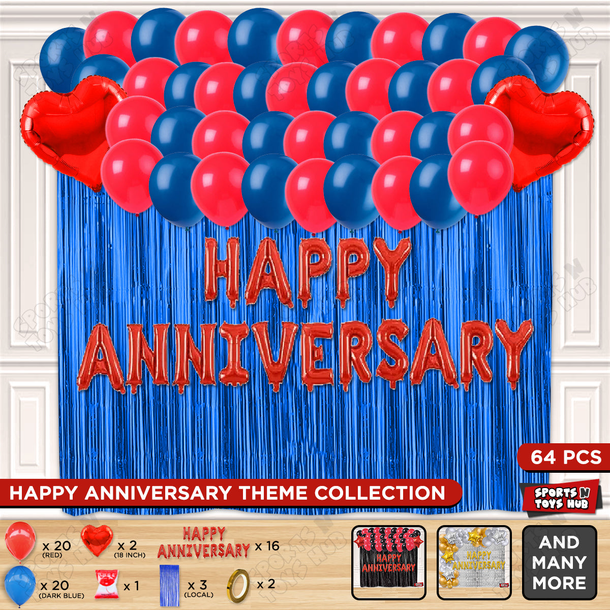 Happy Anniversary Red Foil Letter Curtain Theme Collection