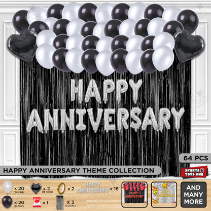 Happy Anniversary Silver Foil Letter Curtain Theme Collection