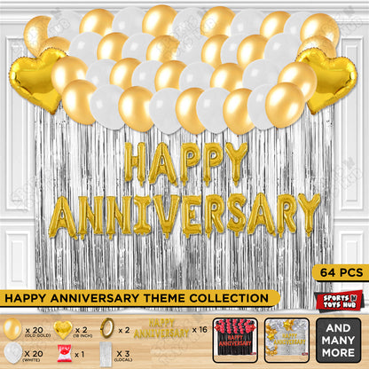 Happy Anniversary Gold Foil Letter Curtain Theme Collection