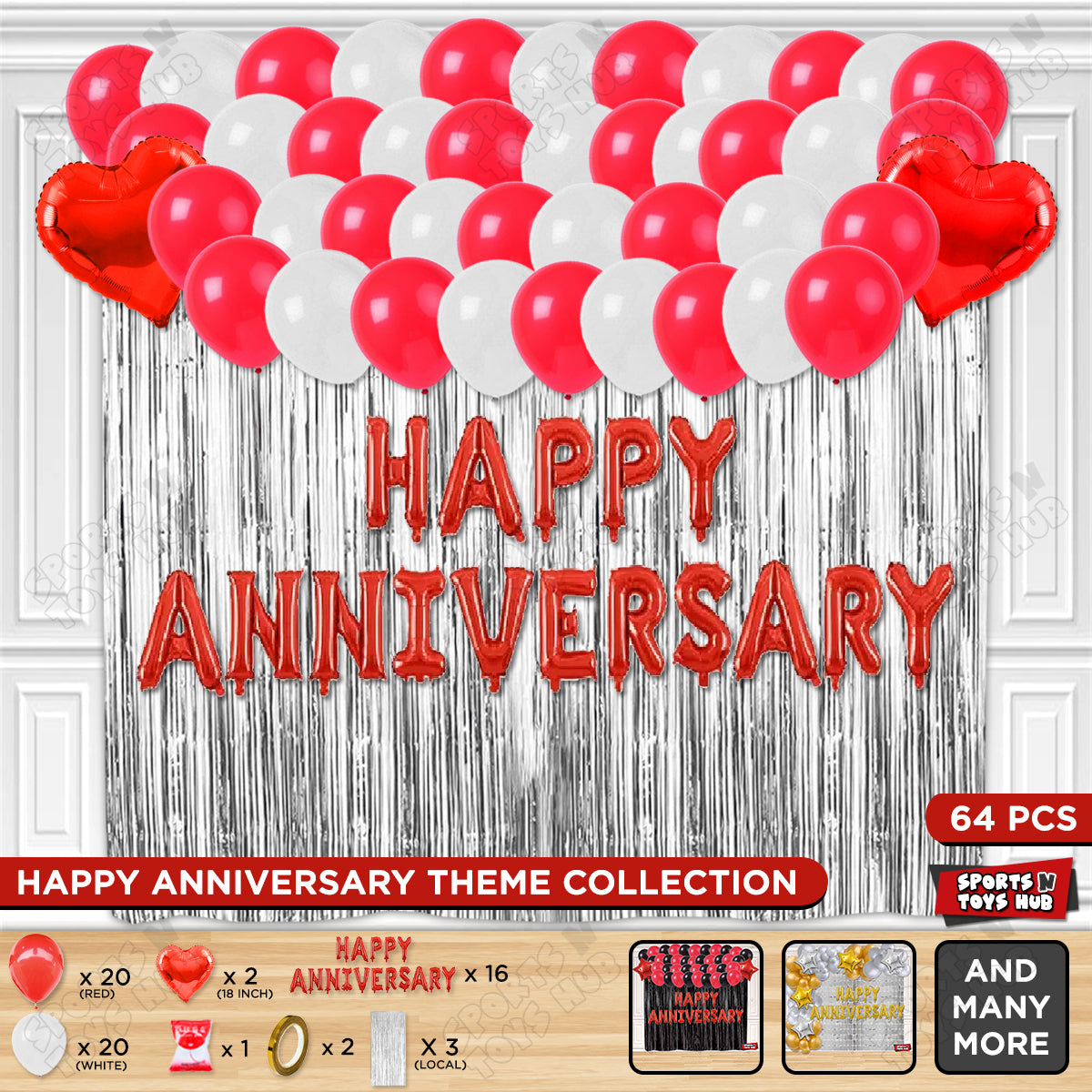 Happy Anniversary Red Foil Letter Curtain Theme Collection