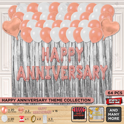 Happy Anniversary RoseGold Foil Letter Curtain Theme Collection