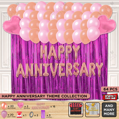 Happy Anniversary RoseGold Foil Letter Curtain Theme Collection