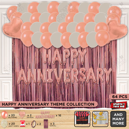 Happy Anniversary Rose Gold Vintage Foil Letter Curtain Theme Collection