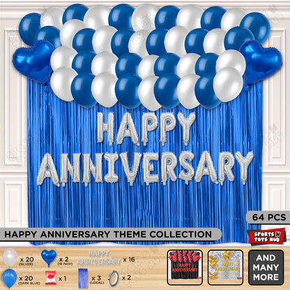 Happy Anniversary Silver Foil Letter Curtain Theme Collection