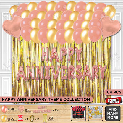 Happy Anniversary RoseGold Foil Letter Curtain Theme Collection