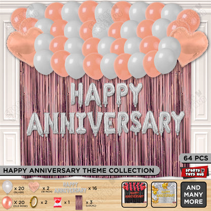 Happy Anniversary Silver Foil Letter Curtain Theme Collection