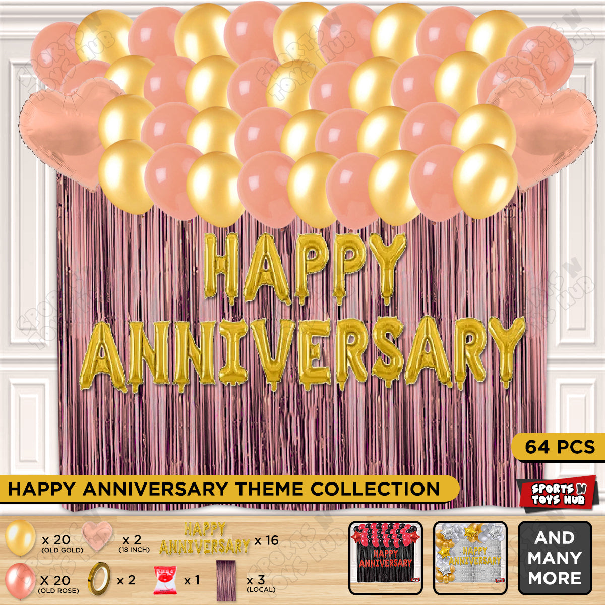 Happy Anniversary Gold Foil Letter Curtain Theme Collection