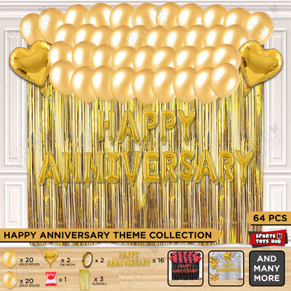 Happy Anniversary Gold Foil Letter Curtain Theme Collection