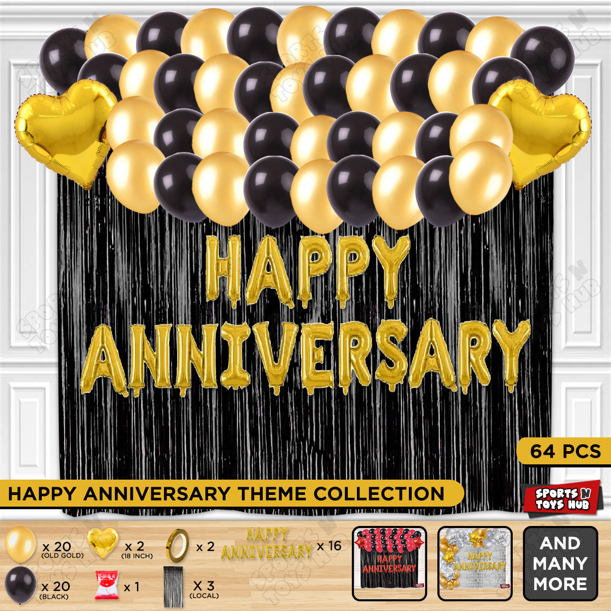 Happy Anniversary Gold Foil Letter Curtain Theme Collection
