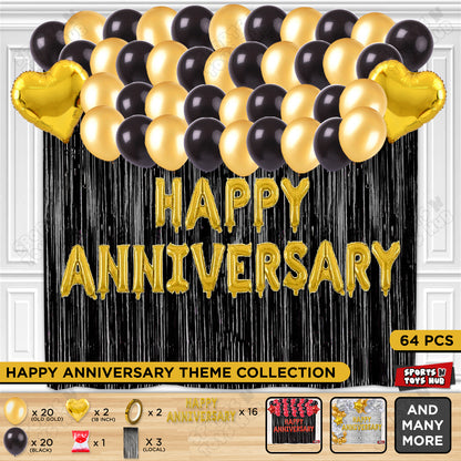 Happy Anniversary Gold Foil Letter Curtain Theme Collection