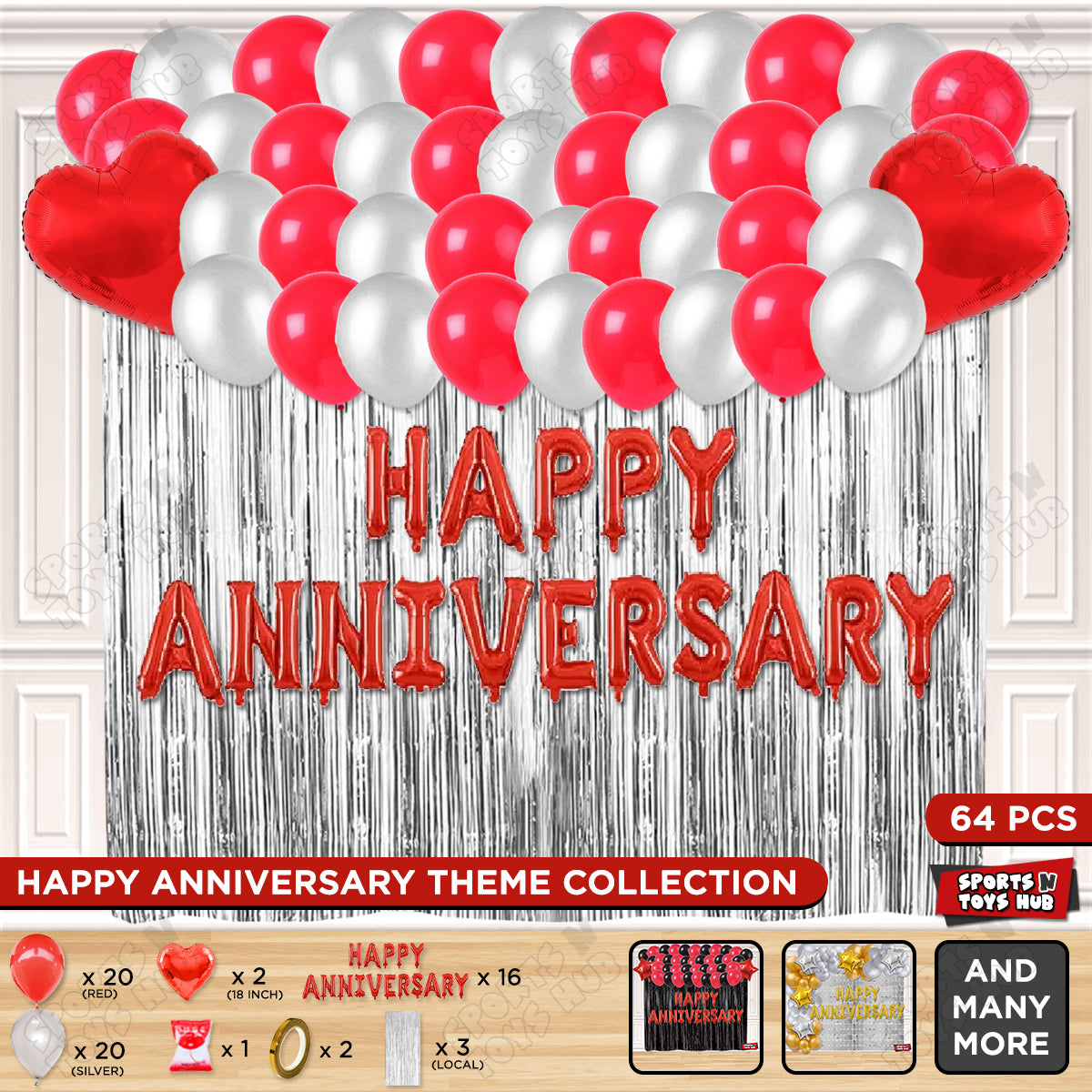 Happy Anniversary Red Foil Letter Curtain Theme Collection
