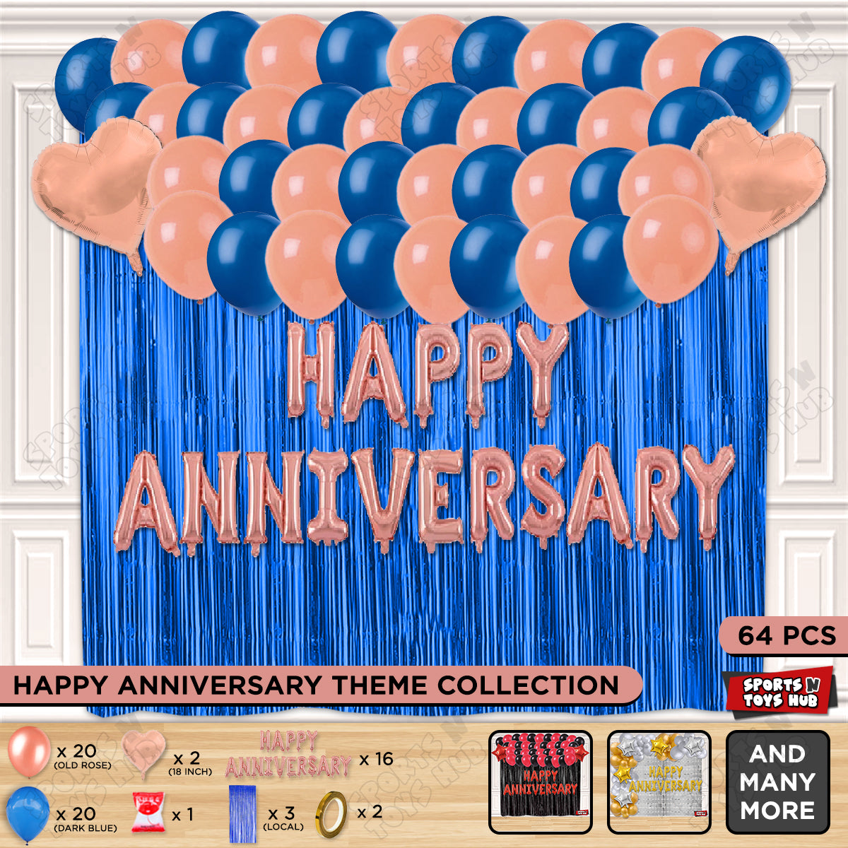 Happy Anniversary RoseGold Foil Letter Curtain Theme Collection