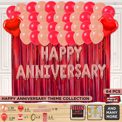 Happy Anniversary RoseGold Foil Letter Curtain Theme Collection