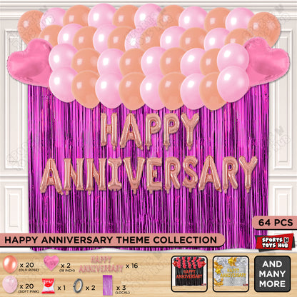 Happy Anniversary Rose Gold Vintage Foil Letter Curtain Theme Collection