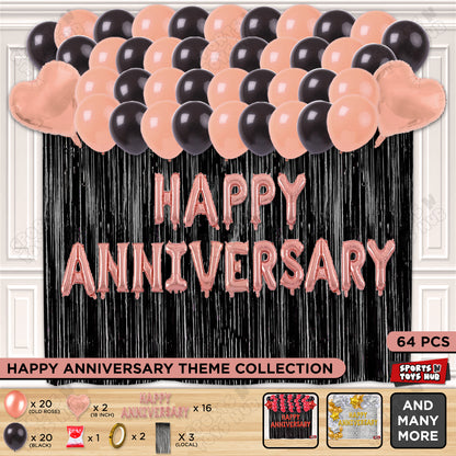 Happy Anniversary RoseGold Foil Letter Curtain Theme Collection