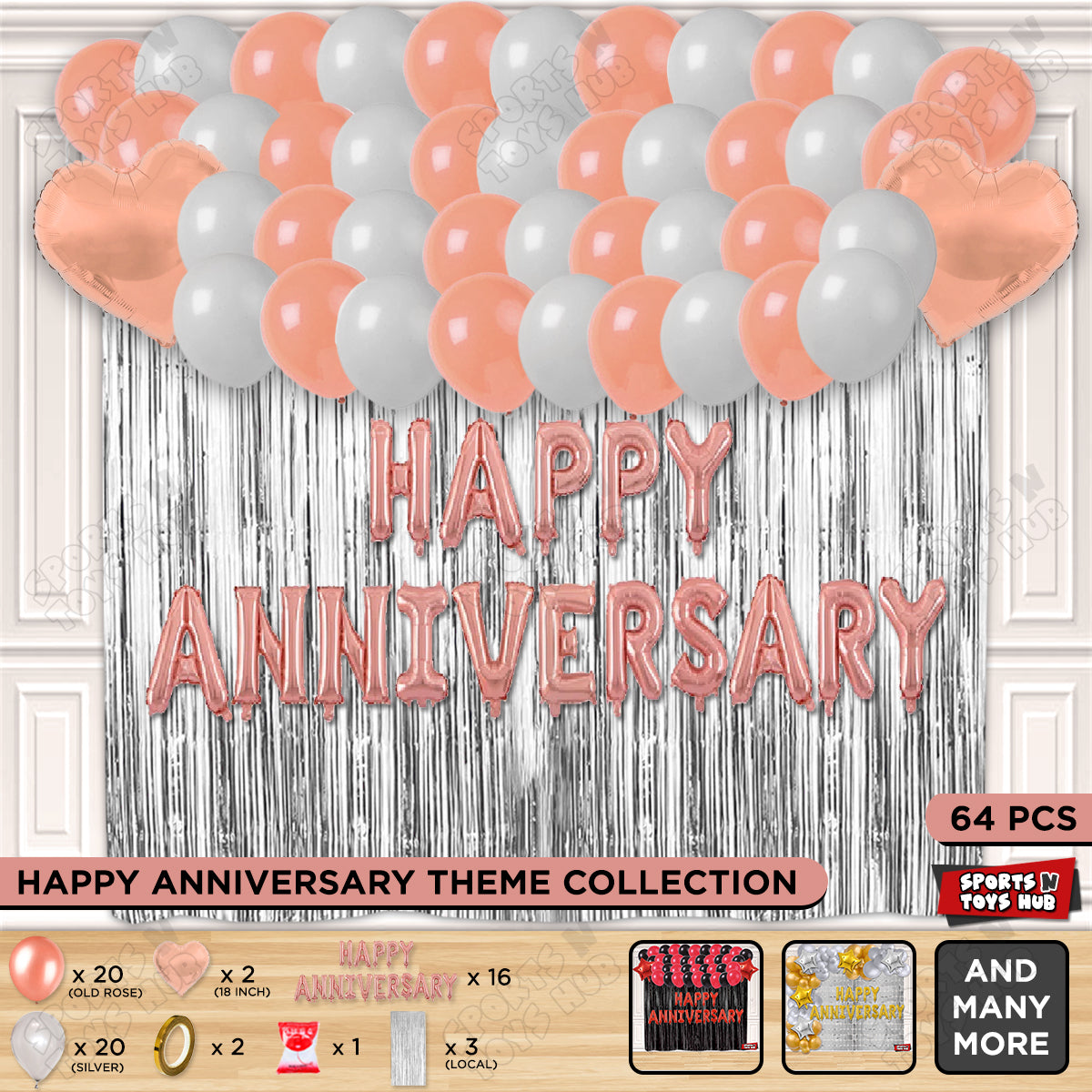 Happy Anniversary RoseGold Foil Letter Curtain Theme Collection