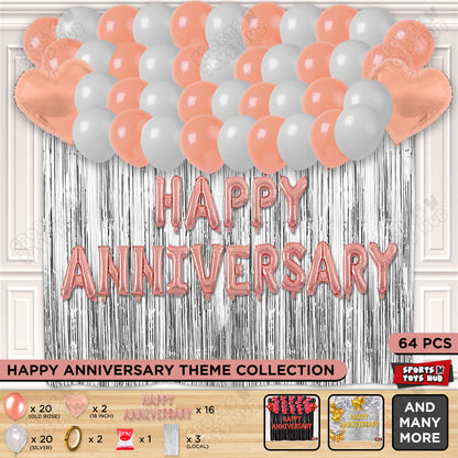 Happy Anniversary RoseGold Foil Letter Curtain Theme Collection