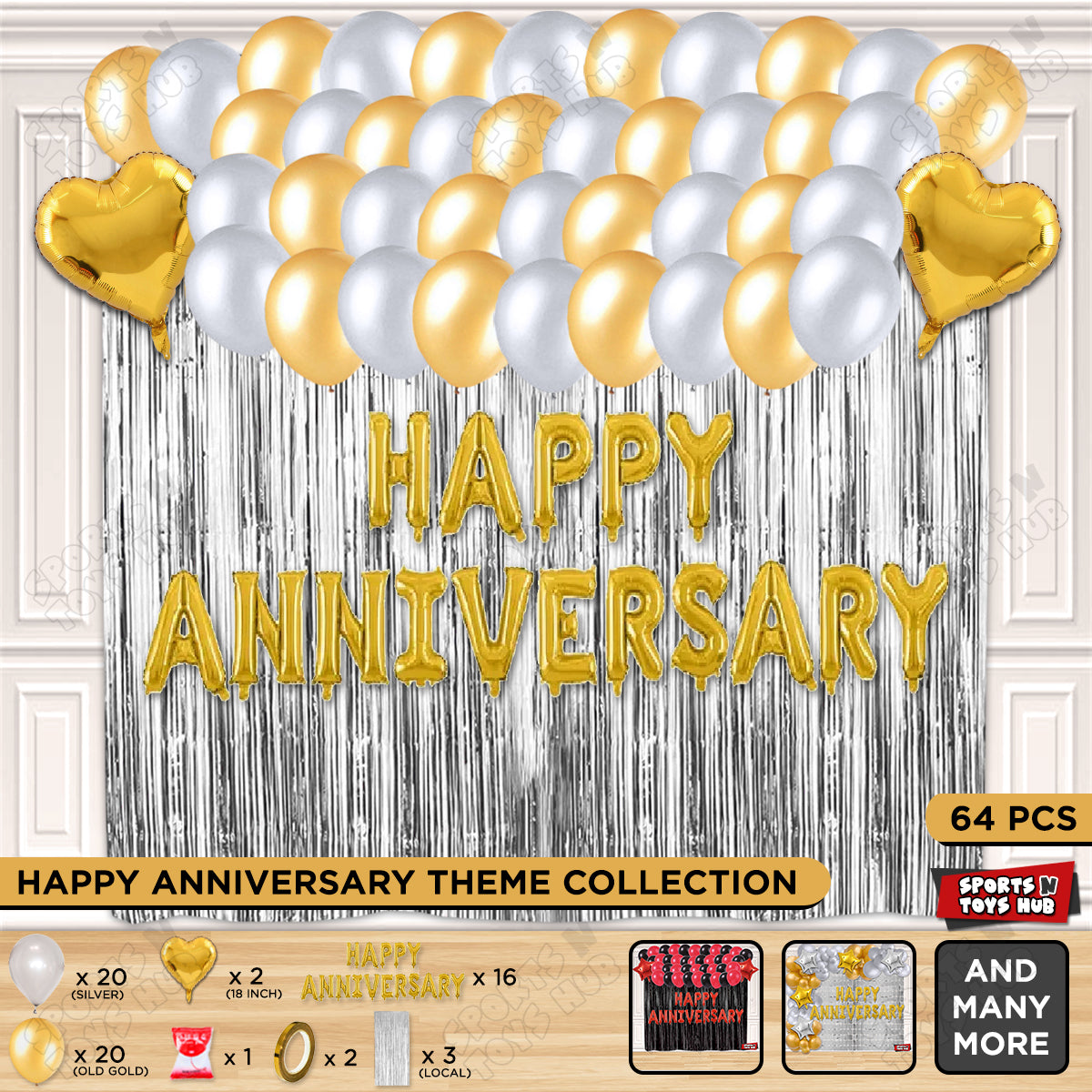 Happy Anniversary Gold Foil Letter Curtain Theme Collection