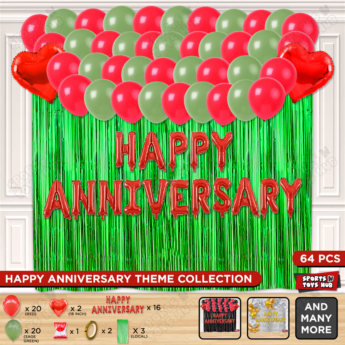 Happy Anniversary Red Foil Letter Curtain Theme Collection