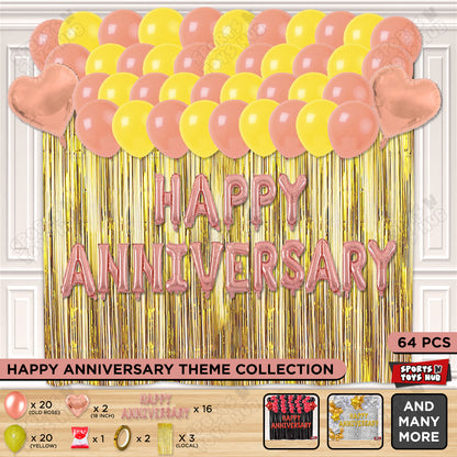 Happy Anniversary Rose Gold Vintage Foil Letter Curtain Theme Collection
