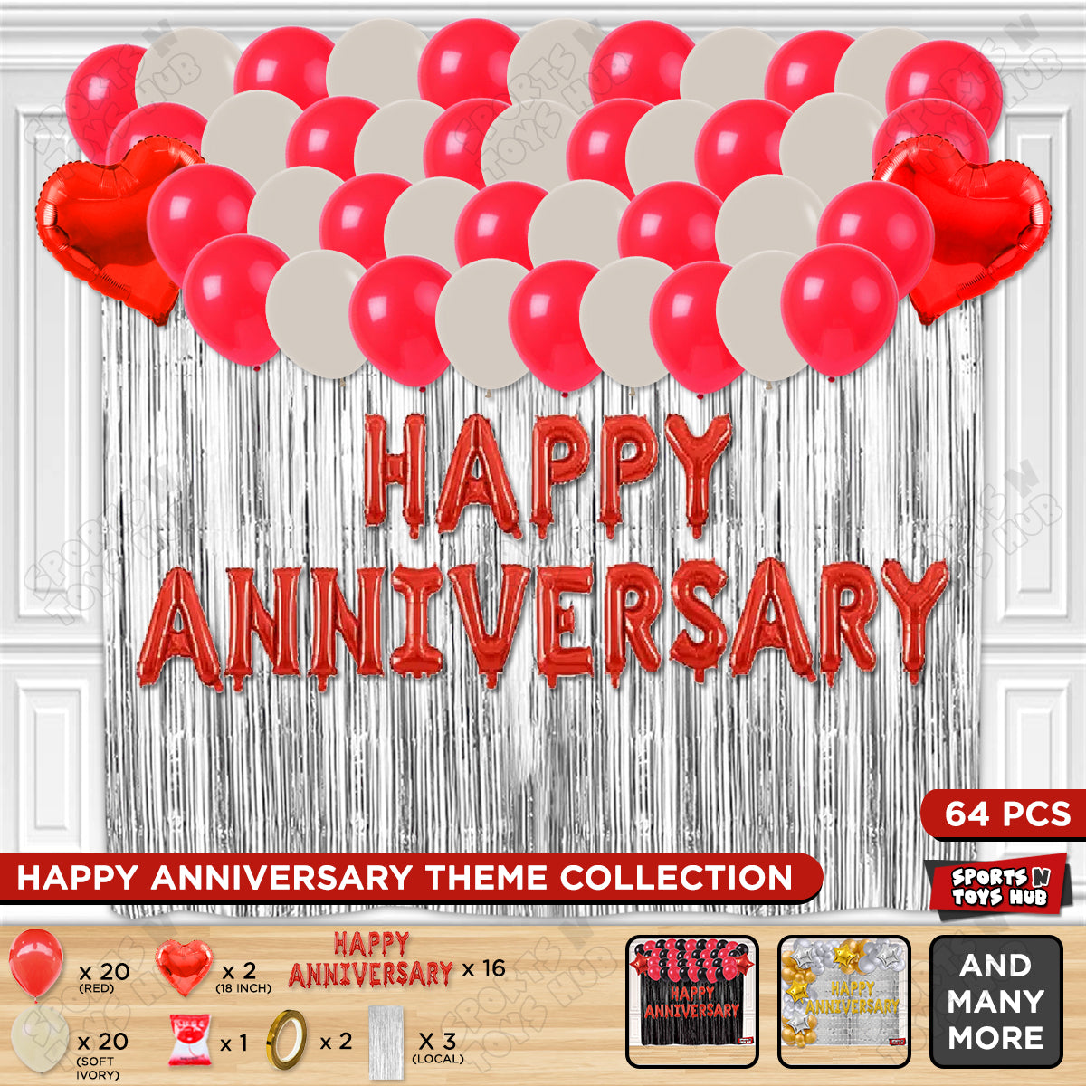 Happy Anniversary Red Foil Letter Curtain Theme Collection