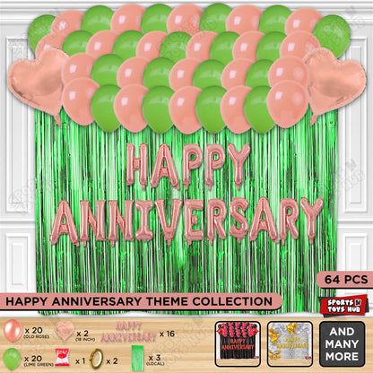 Happy Anniversary Rose Gold Vintage Foil Letter Curtain Theme Collection