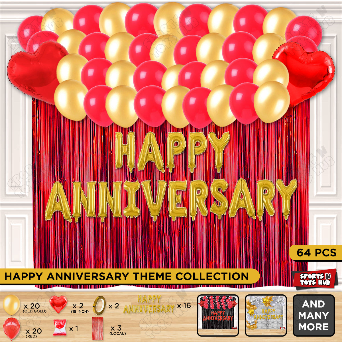 Happy Anniversary Gold Foil Letter Curtain Theme Collection