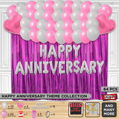Happy Anniversary Silver Foil Letter Curtain Theme Collection