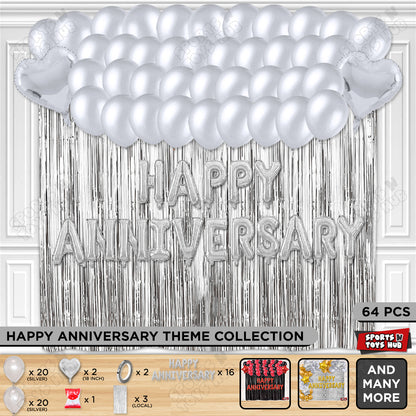 Happy Anniversary Silver Foil Letter Curtain Theme Collection