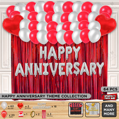 Happy Anniversary Silver Foil Letter Curtain Theme Collection