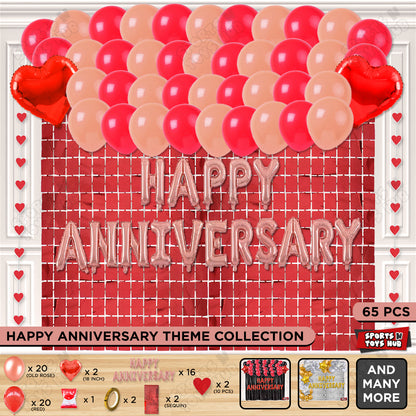 Happy Anniversary RoseGold Foil Letter Rectangle Curtain Theme Collection