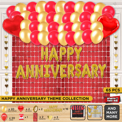Happy Anniversary Gold Foil Letter Rectangle Curtain Theme Collection
