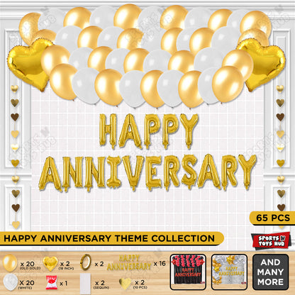 Happy Anniversary Gold Foil Letter Rectangle Curtain Theme Collection