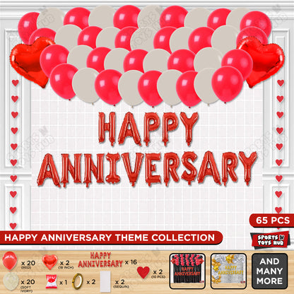 Happy Anniversary Red Foil Letter Rectangle Curtain Theme Collection