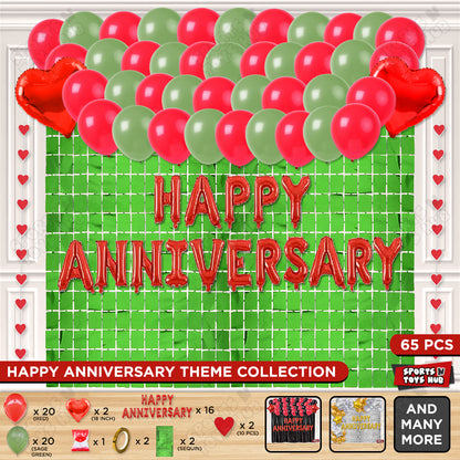Happy Anniversary Red Foil Letter Rectangle Curtain Theme Collection