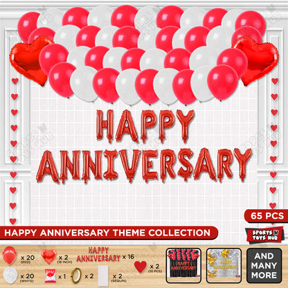 Happy Anniversary Red Foil Letter Rectangle Curtain Theme Collection