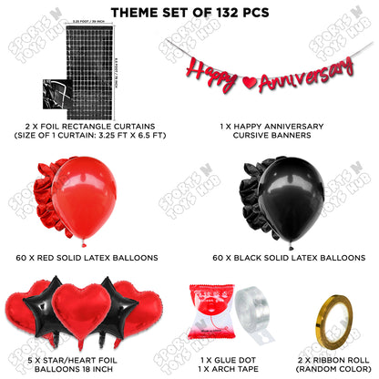 Happy Anniversary Red Cursive Banner Arch Theme Collection