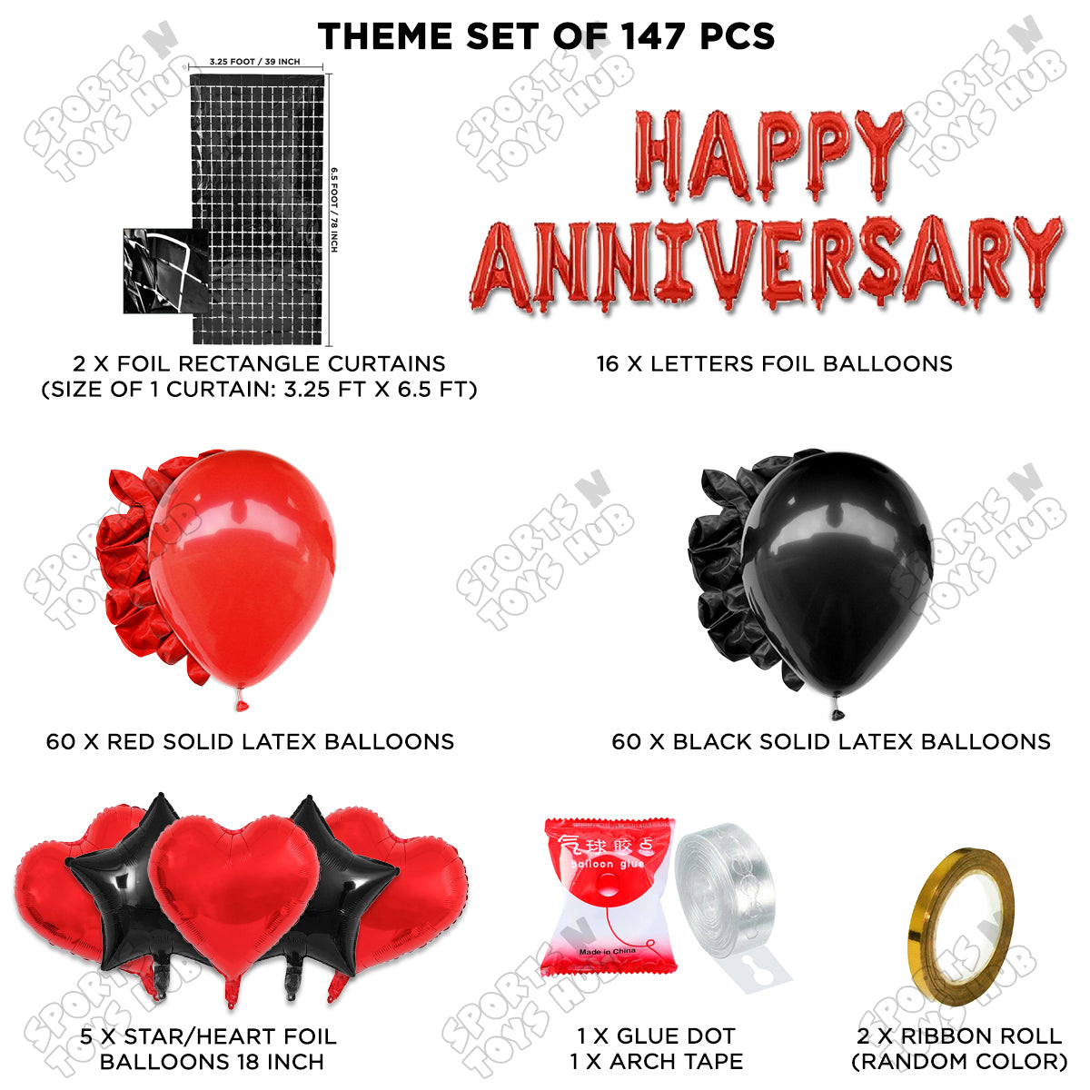 Happy Anniversary Red Foil Letter Arch Theme Collection