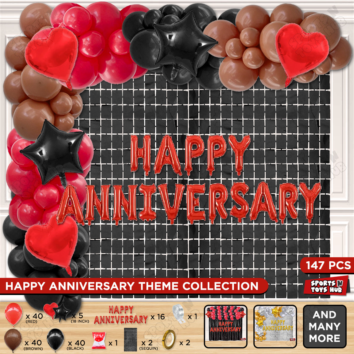 Happy Anniversary Red Foil Letter Arch Theme Collection