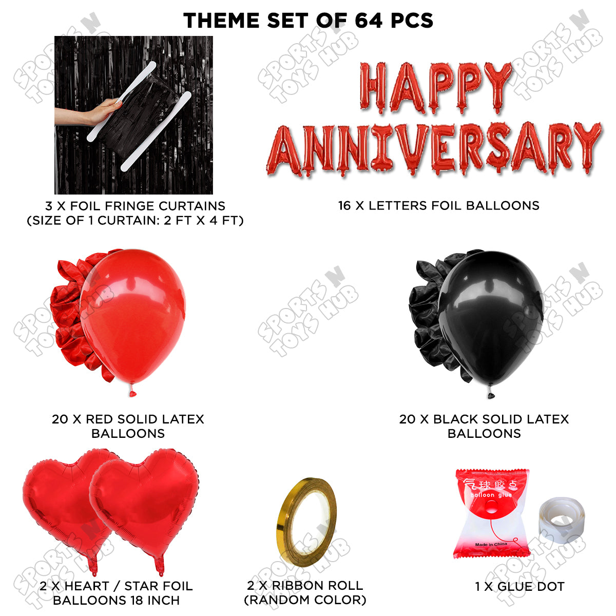 Happy Anniversary Red Foil Letter Curtain Theme Collection