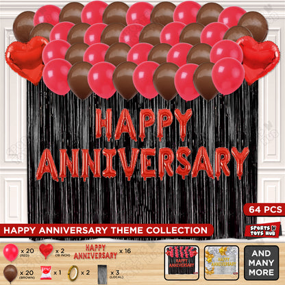 Happy Anniversary Red Foil Letter Curtain Theme Collection