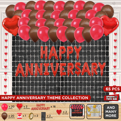 Happy Anniversary Red Foil Letter Rectangle Curtain Theme Collection