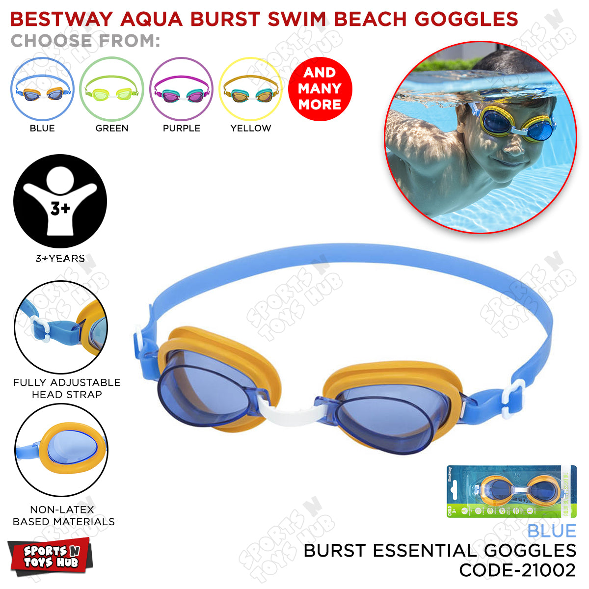 Bestway Swimming Goggles High Style Hydro Splash Swimming Kids Goggles - 21002