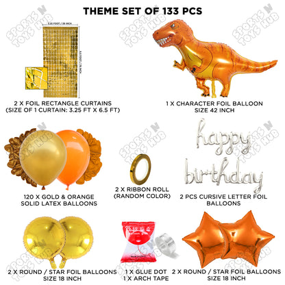 Jumbo T-Rex Orange Dino Cursive Foil Letter Balloon Arch Theme